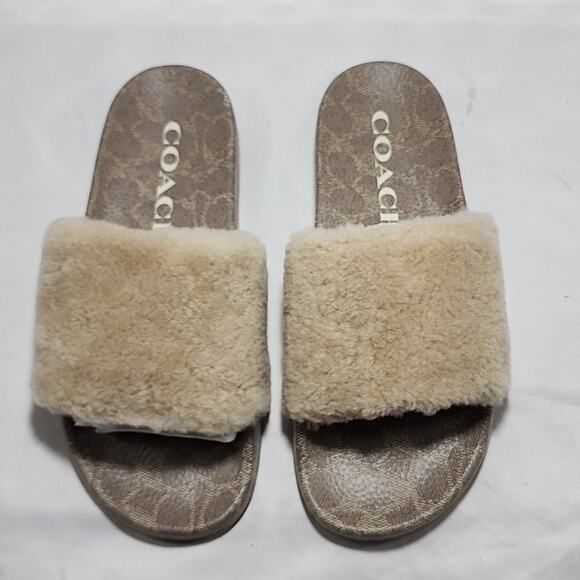 🐨COACH🐨ULLA SHEARLING SLIDE COMFORTABLE COLORWAY IVORY LADIES 8 NWB📦ELEGANT - Picture 12 of 16